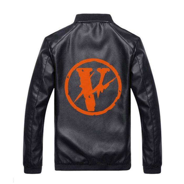 Vlone Logo Black Leather Jacket